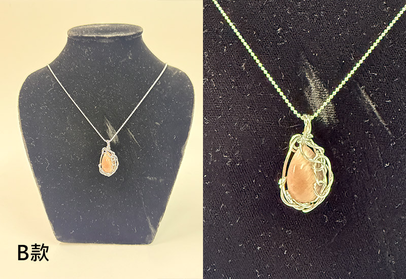 纍花絲瑬金系列-天然石簡約墬飾(003)